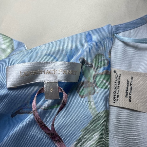 NEW! LoveShackFancy- Hollison Floral Scarf Top Amarillo Sky Blue Halter Size 8 - Picture 7 of 7